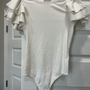 Express White Ribbed Knit Top